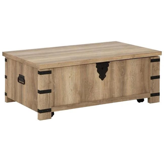 47 in. Classic Coffee Table - Lift Top, Concealed Storage, Light Brown Wood