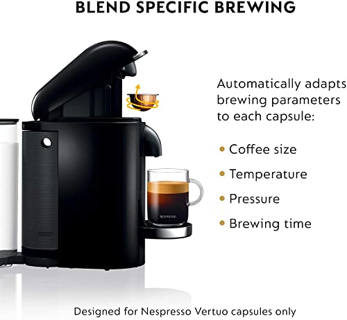 Nespresso Vertuo Plus Coffee and Espresso Maker by Breville, Ink Black with Aeroccino Milk Frother