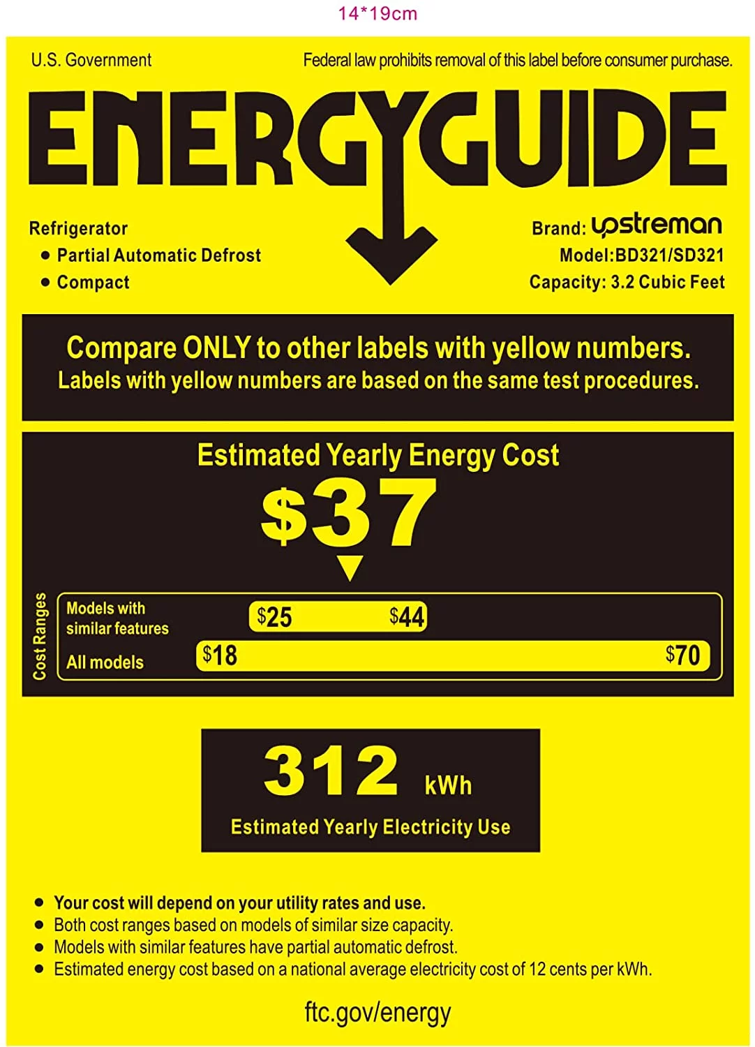 Upstreman 3.2 Cu.ft Mini Fridge with Freezer, Double Door Mini Refrigerator Cooler Dorms Ice