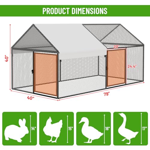 Metal Chicken Coop with Waterproof Cover, 79