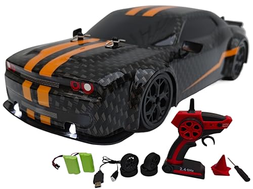 FelizWina-2.4G,1:14,High Speed Remote Control Drift Car,2 Rechargeable Battery,LED,Light up,up to 28Km/H,4WD Racing Fast Drift RC Car Vehicle Toys for Boys Girls, Xmas Birthday Gifts for Kids,1
