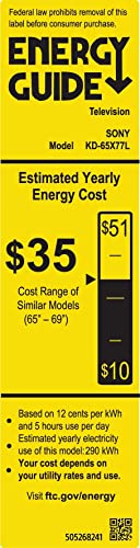 Sony 75 Inch 4K Ultra HD TV X77L Series: LED Smart Google TV KD75X77L- Latest Model, Black