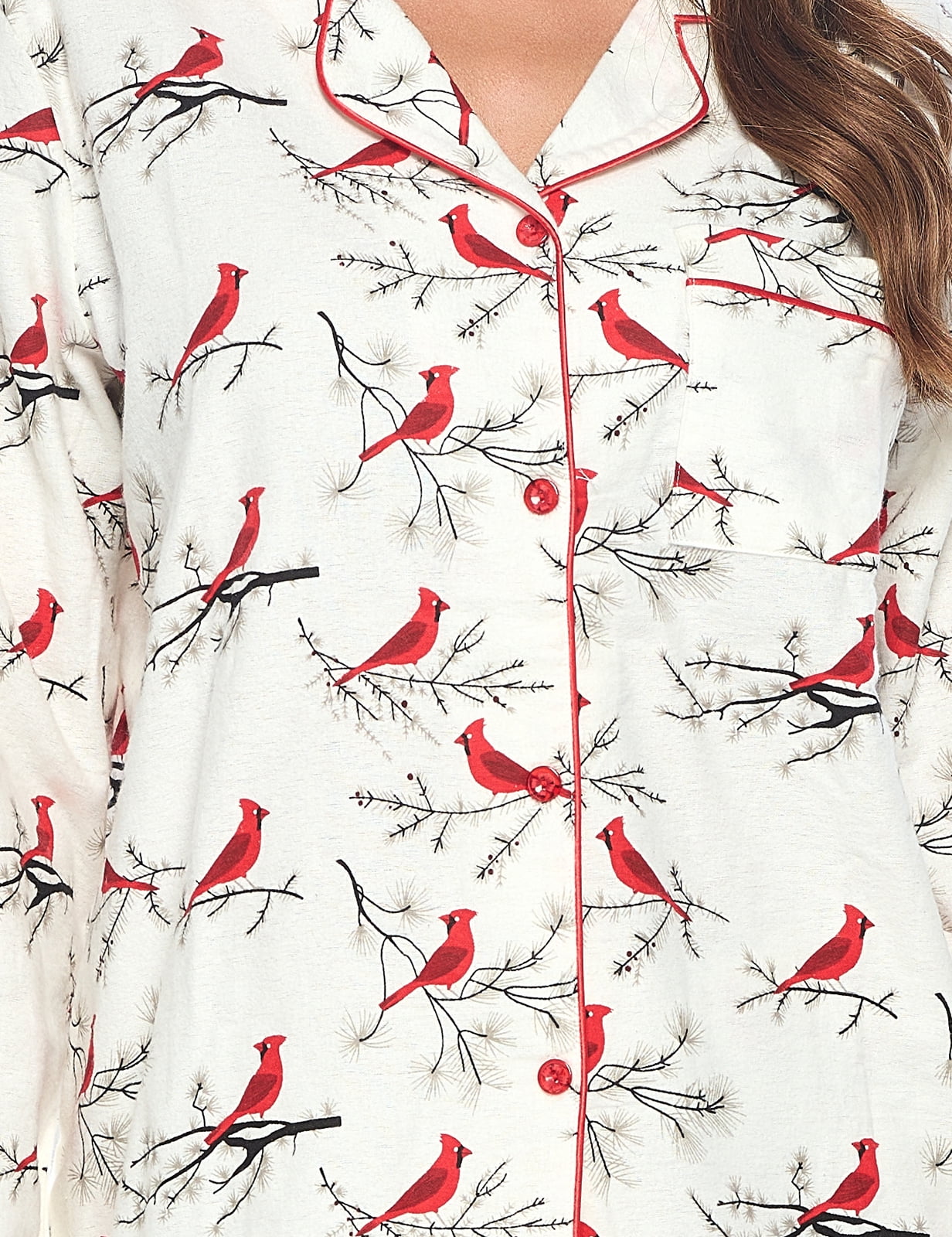 Casual Nights Women's Flannel Long Sleeve PJ's Button Down Sleepwear Pajama Set