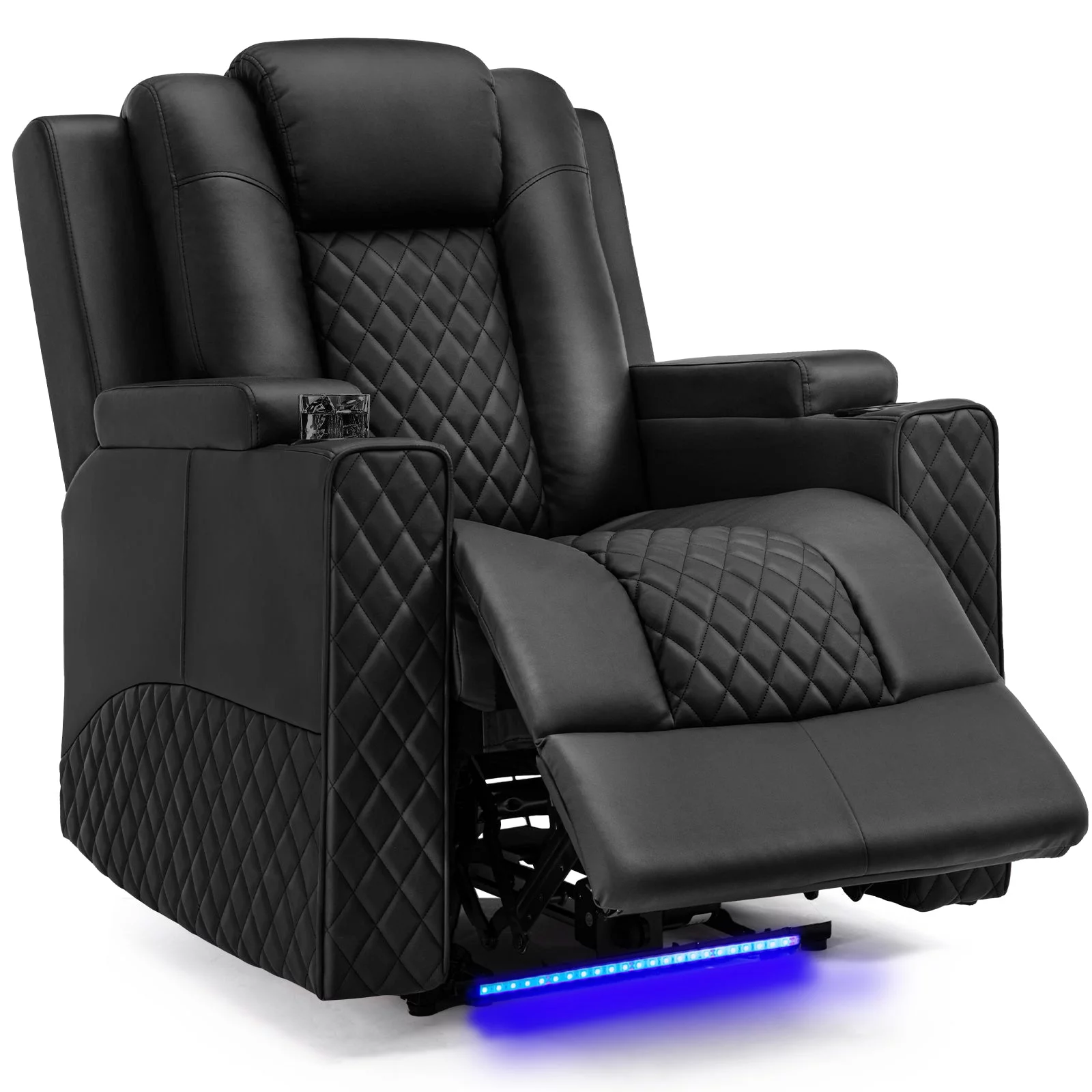 COMHOMA Massage Recliner Chair Power Massage PU Leather Living Room Chair with LED Light, Black