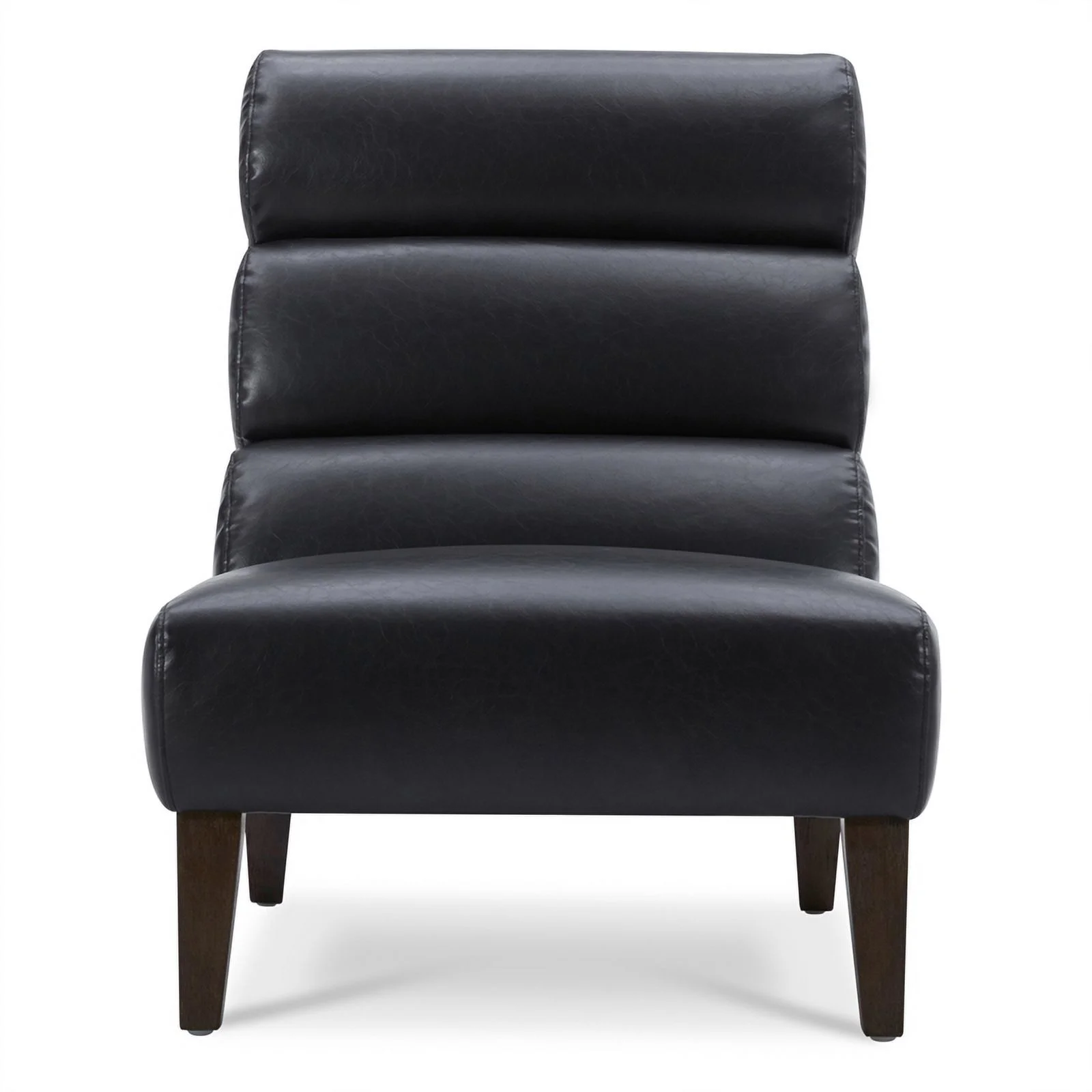 Maddie Home Modern Faux Leather Armless Accent Chair in Black