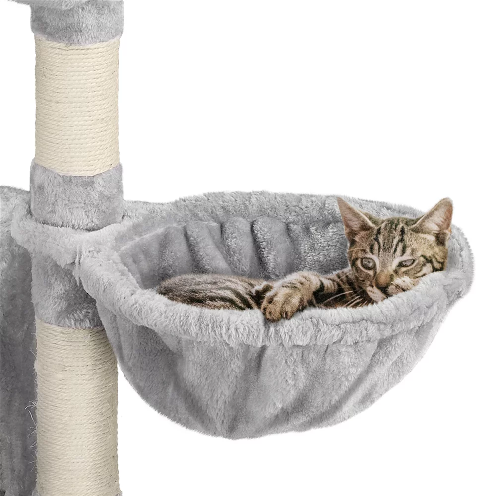 Topeakmart 38″ Cat Tree w/ Condo Perch Basket Scratchers, Light Gray