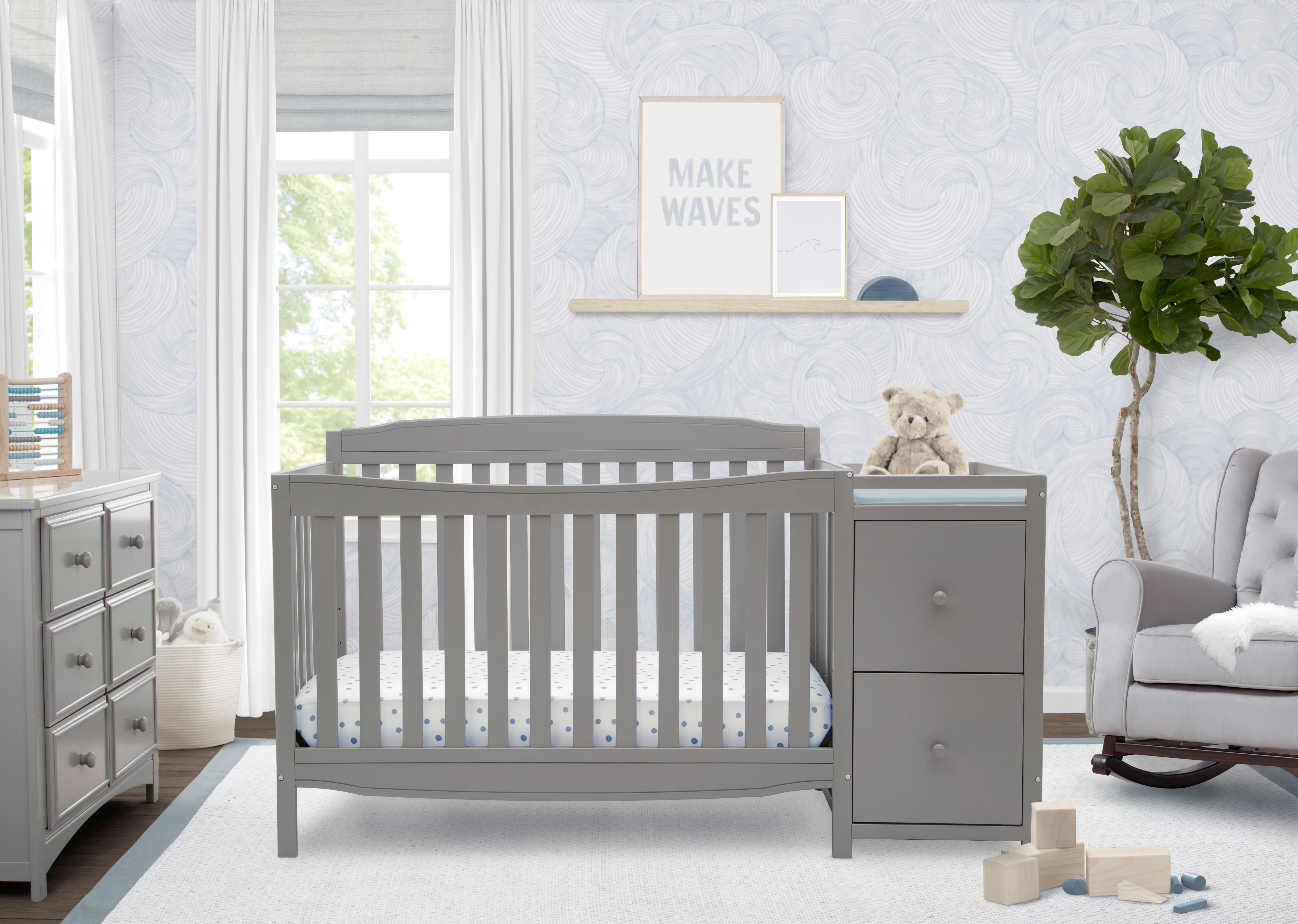 Delta Children Mason 6-in-1 Convertible Crib and Changer, Gray