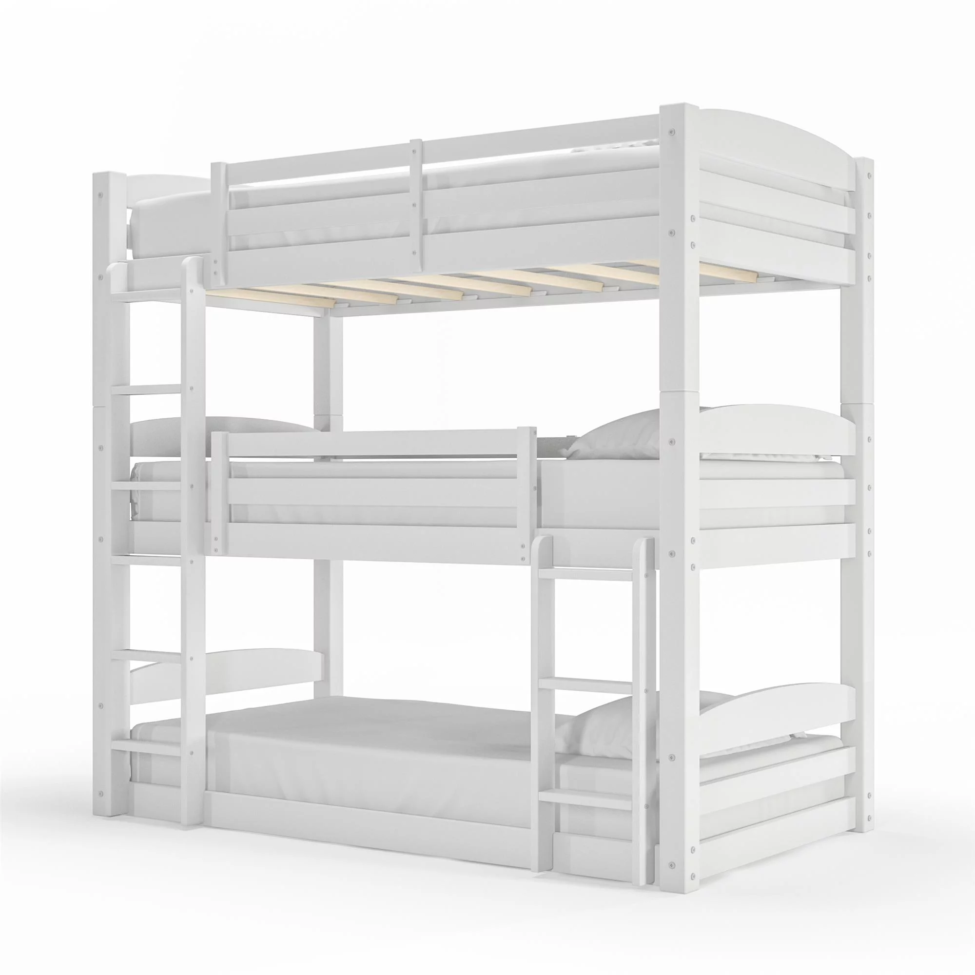 Better Homes & Gardens Tristan Kids' Convertible Triple Bunk Bed, Twin Over Twin Over Twin, White