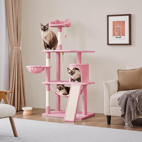 Yaheetech 63.5in Multi-Level Cat Tree Tower Condo with Scratching Posts, Platform & Hammock, Cat Activity Center Play Furniture for Kittens, Cats, and Pets