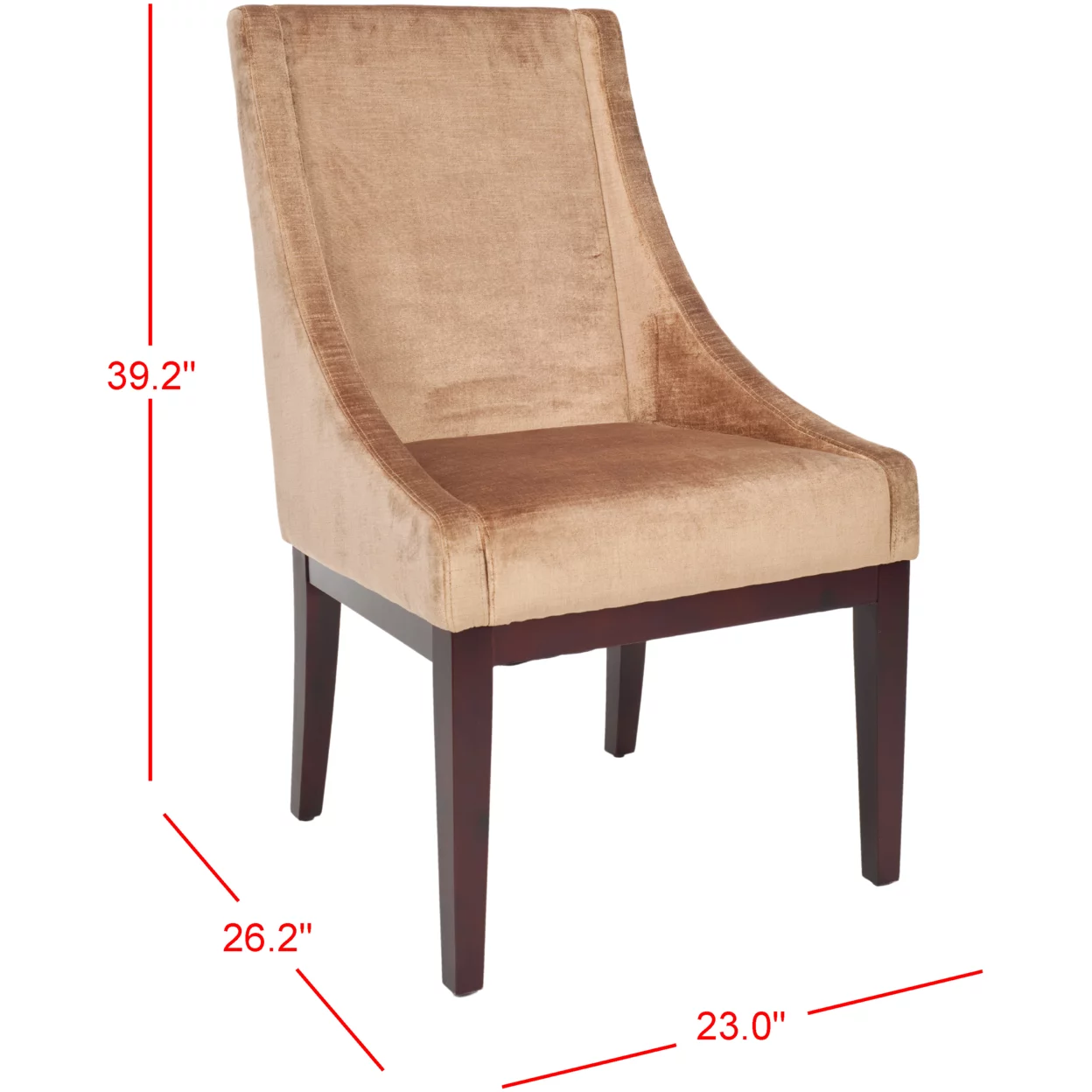 SAFAVIEH Velvet Sloping Arm Chair Champagne