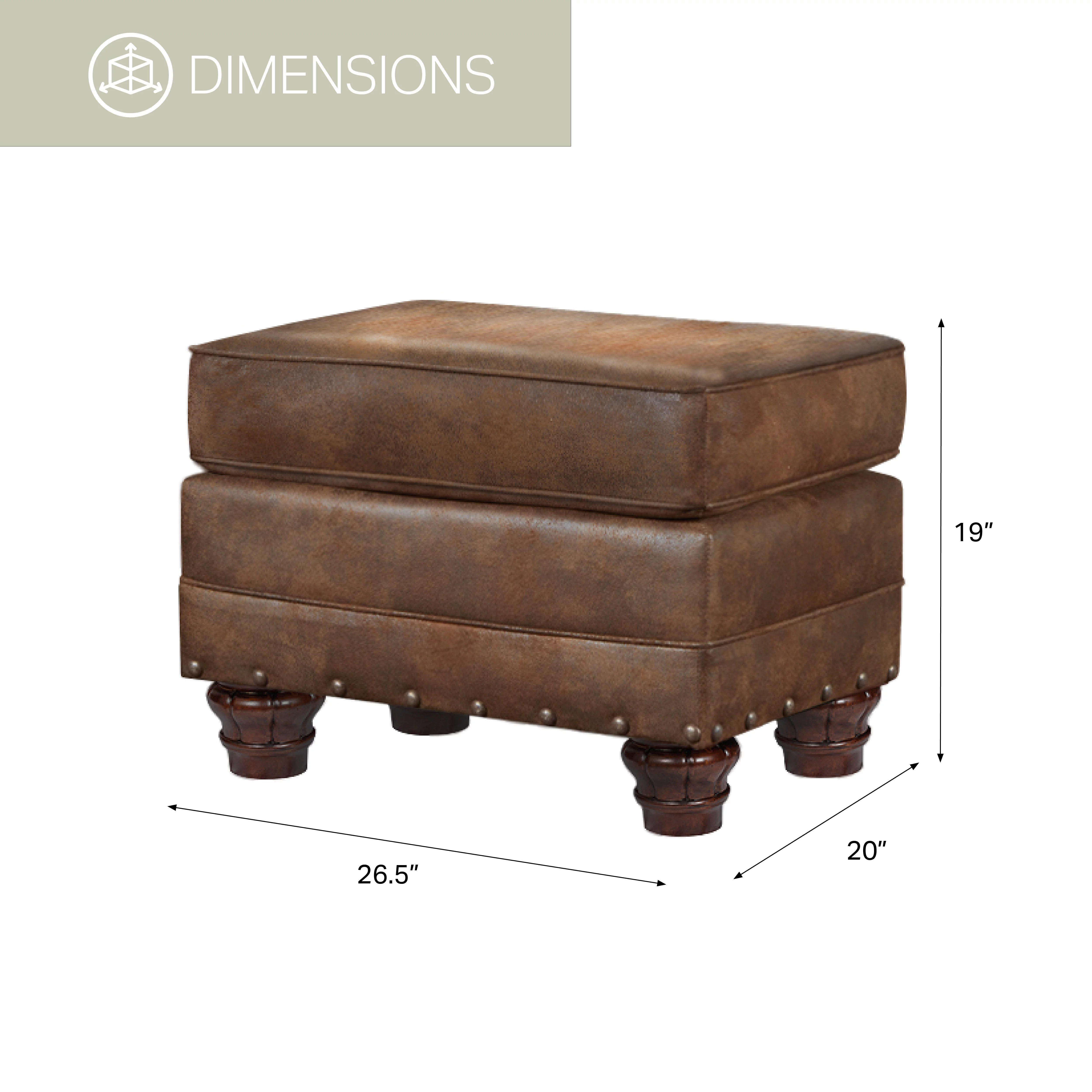 American Furniture Classics Model Number 9900-90 Sedona Ottoman with Nail Head Accents