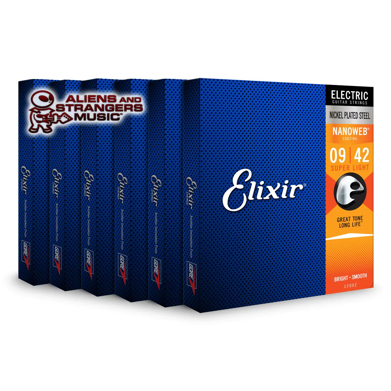 3 Sets! Elixir NANOWEB Nickel Electric — 12002 Super Light .009-.042