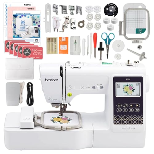 Brother SE700 Embroidery & Sewing Machine with 100 Sewing Spools, 100 Color Matching Bobbins & Accessories