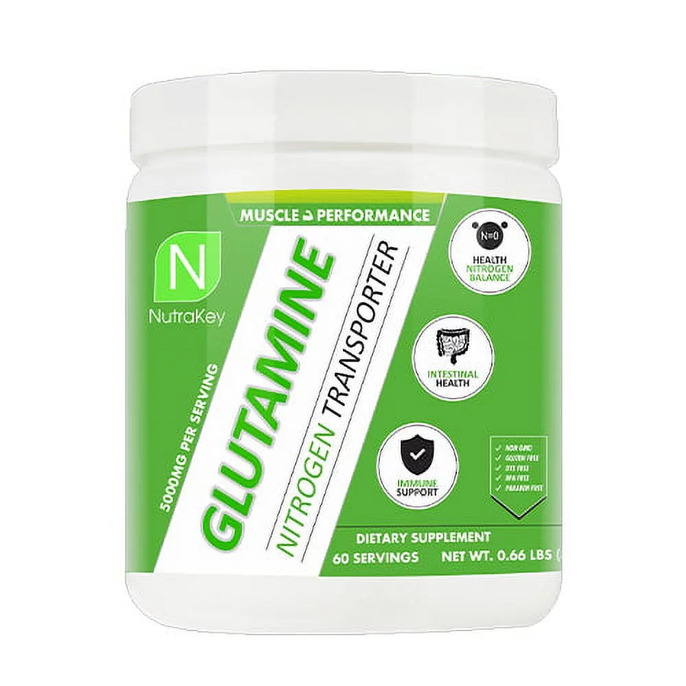 NutraKey Glutamine Intra Workout Gluten Free & Non-GMO Health Supplement (60 Servings) *EN