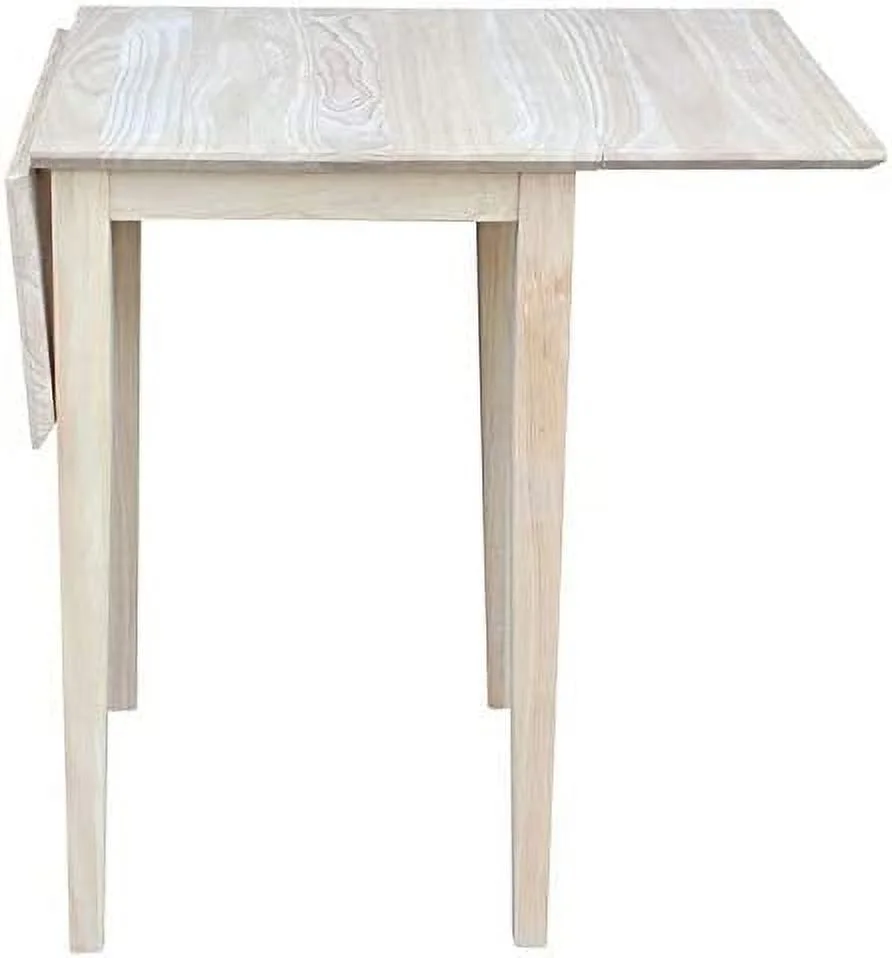 TJUNBOLIFE Unfinished Natural Wood Dining Table for 4 People  Foldable Drop Leaf Rectangular Table for Kitchen