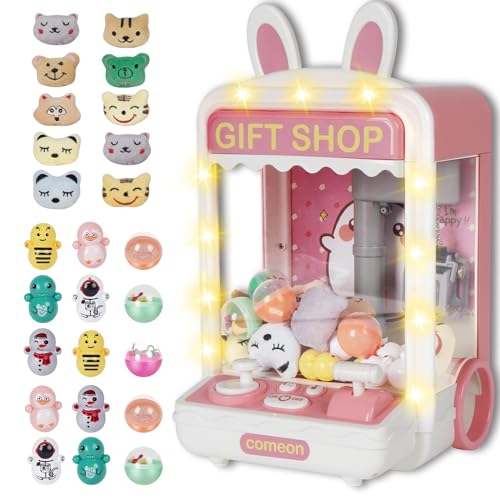 Mini Claw Machine, Claw Machine for Kids with Lights, Mini Vending Machine with Little Toys, Arcade Games Machines, Kids Claw Machine, Adjustable Sound and Music, Toys for Ages 8-13