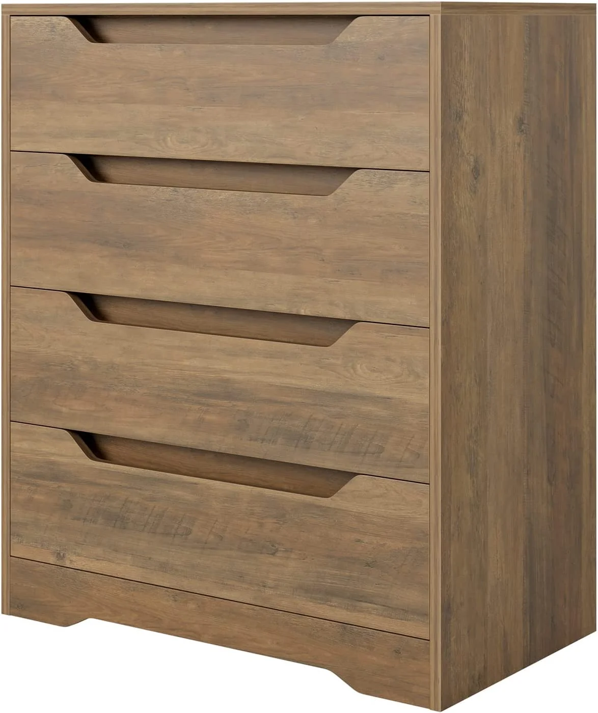 Popular HOSTACK Modern 4 Drawer Dresser  Chest of Drawers with Storage  Wood Clothing Organizer with Cut-Out Handles  Accent Storage Cabinet for Living Room  Bedroom  Hallway  Rustic Brow