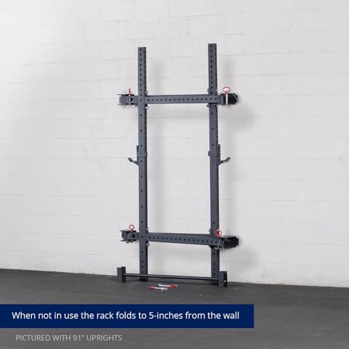 Titan Fitness T-3 Series 82-inch Wall Mounted Folding Power Rack, Space Savings Rack, Folds up to 5
