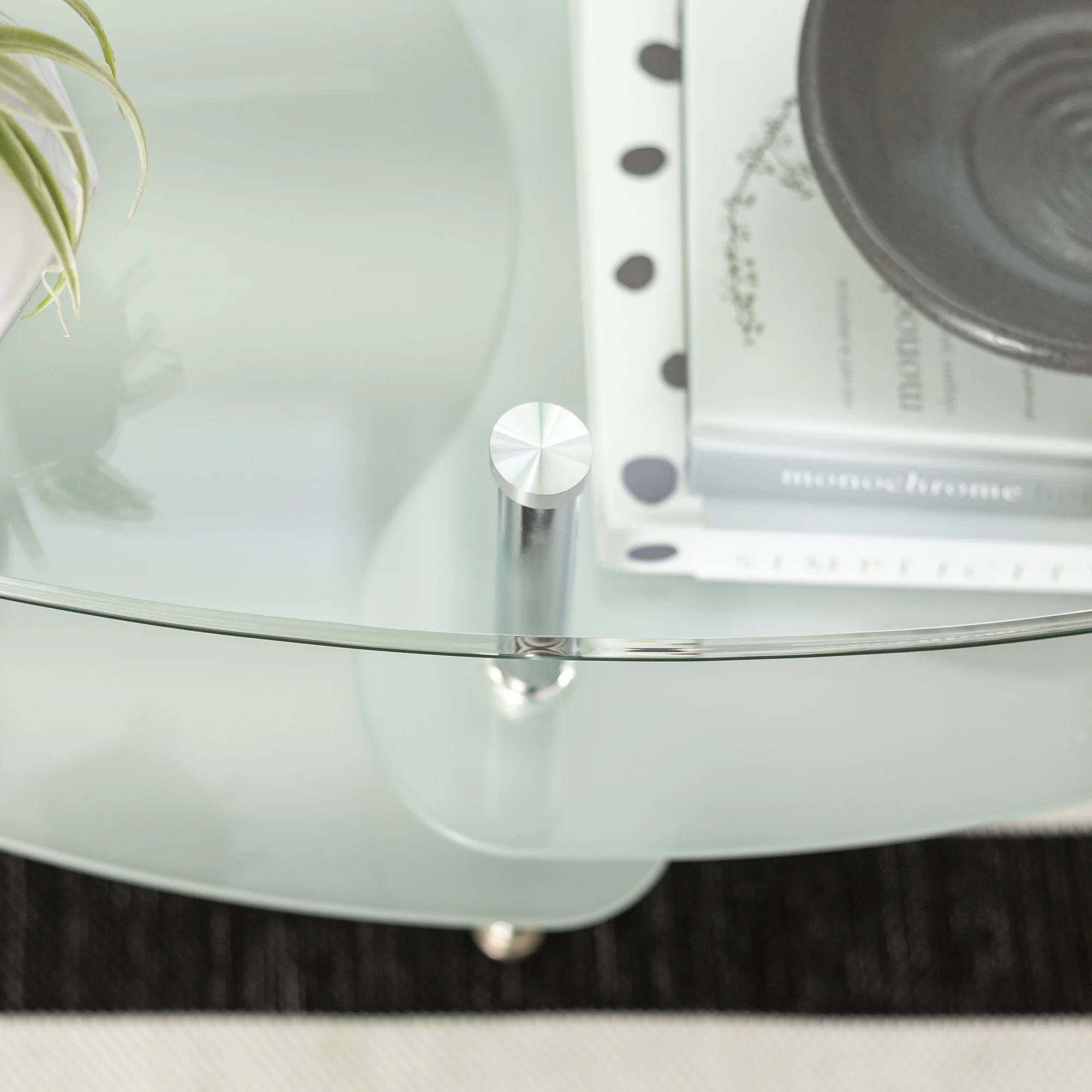 Walker Edison Mid-Century Modern Oval Glass Coffee Table