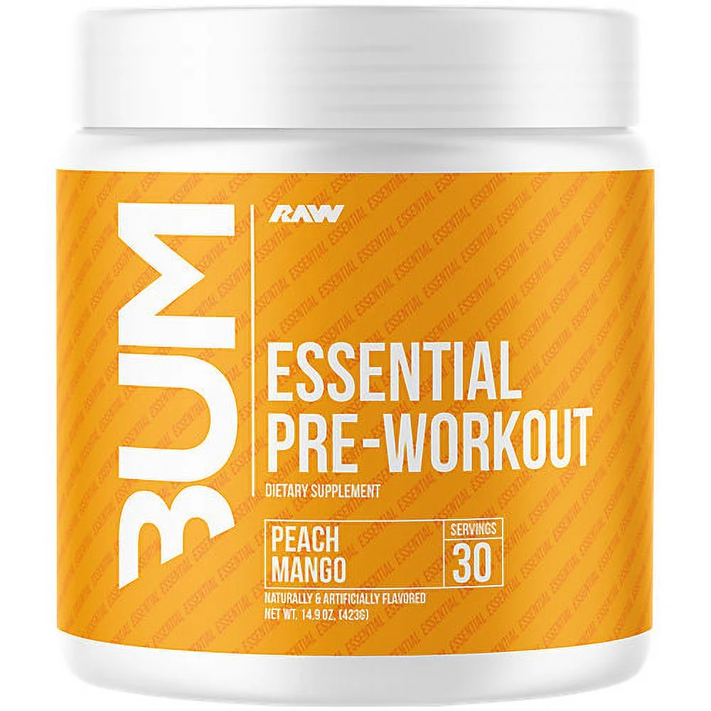 Raw Nutrition Bum, Essential Pre-Workout, Peach Mango, 14.9 oz (423 g)