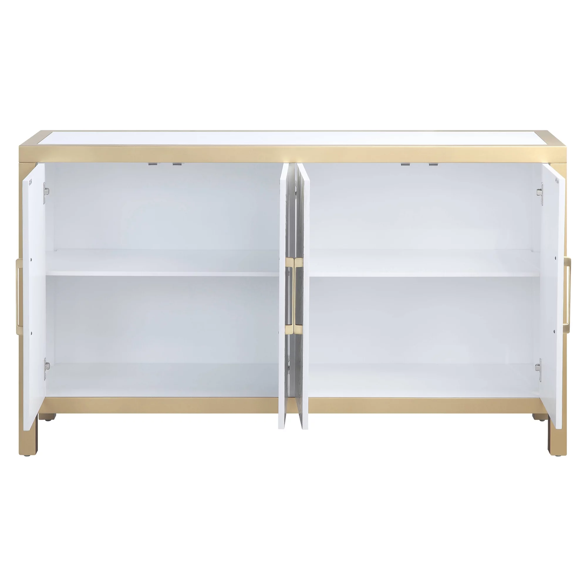 ACME Olisa Rectangular Console Table in Stone Grain, White and Gold