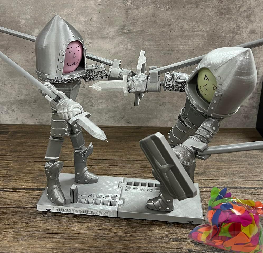 Munnygrubbers - Balloon Knight Warrior Fighting Game - (Includes 500 Balloons, Score Tracker & Suction Cups for Stability) - Fencing Puppets Balloon - Large Man Puppet Battle Board Game