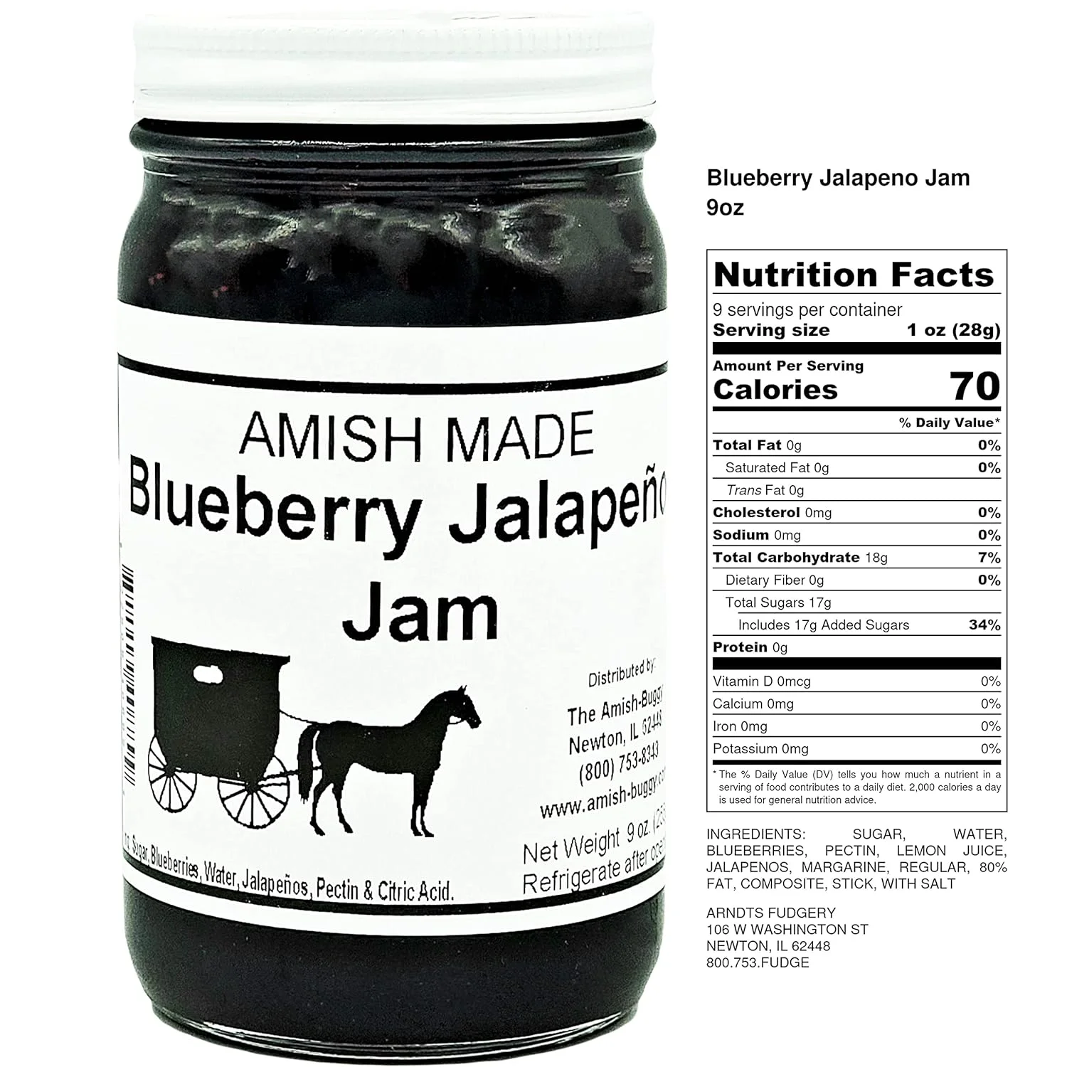Amish Jam - 8 Oz Jar - Qty 3 (Blueberry Jalapeno)