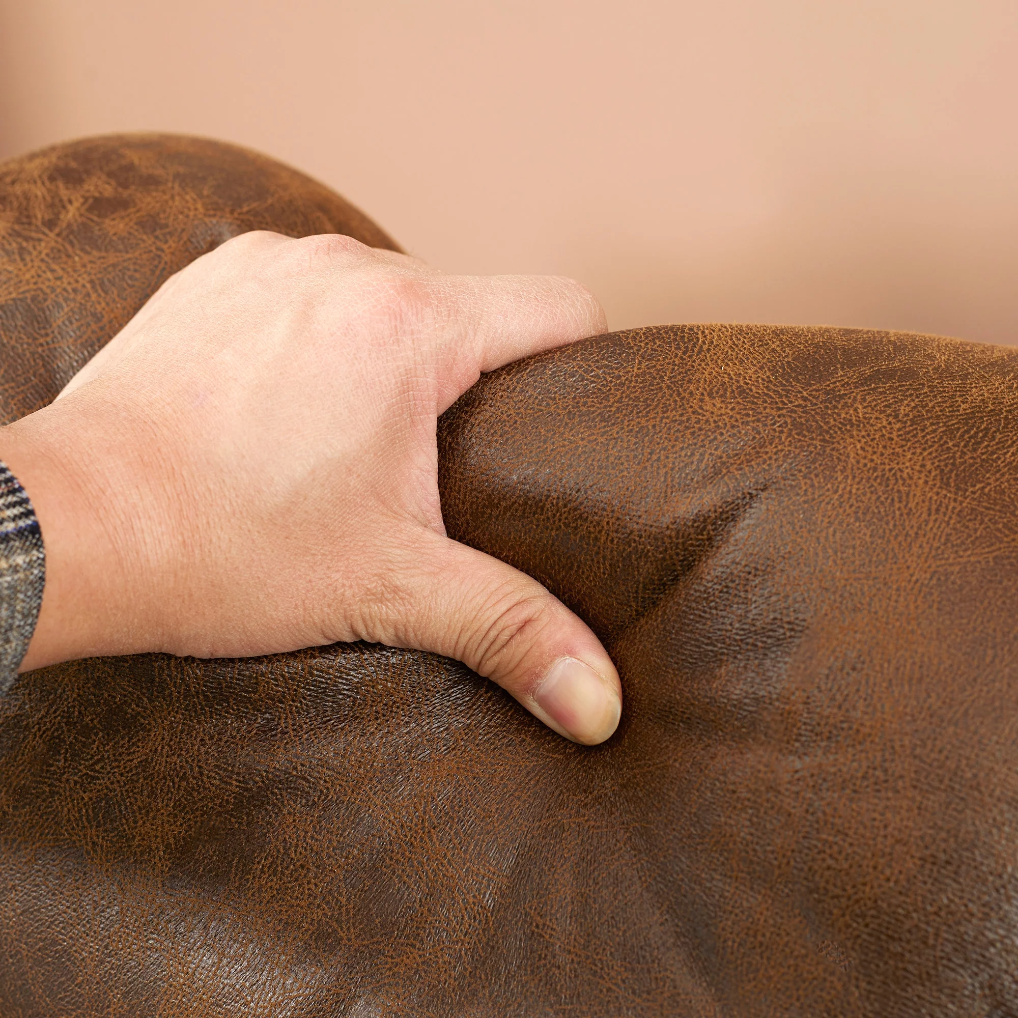 HOMCOM Overstuffed Manual Recliner Chair with Thick Sponge Padded Headrest and Armrest, and Rocking Function, Brown