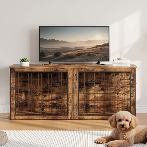 HOOBRO Dog Crate Furniture for 2 Dogs, 63