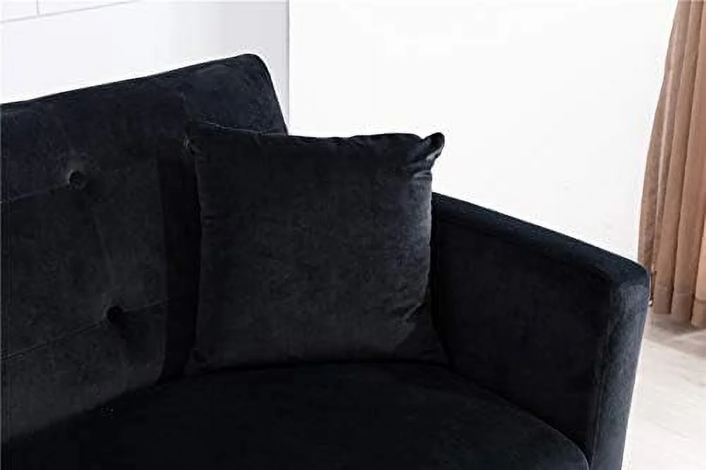 HJNIUNIU 63\u201CAccent Sofa  Mid Century Modern Velvet Fabric Couch， Convertible Futon Sofa Bed ，Recliner Couch Accent Sofa Loveseat Sofa with Gold Metal Feet (Pink)