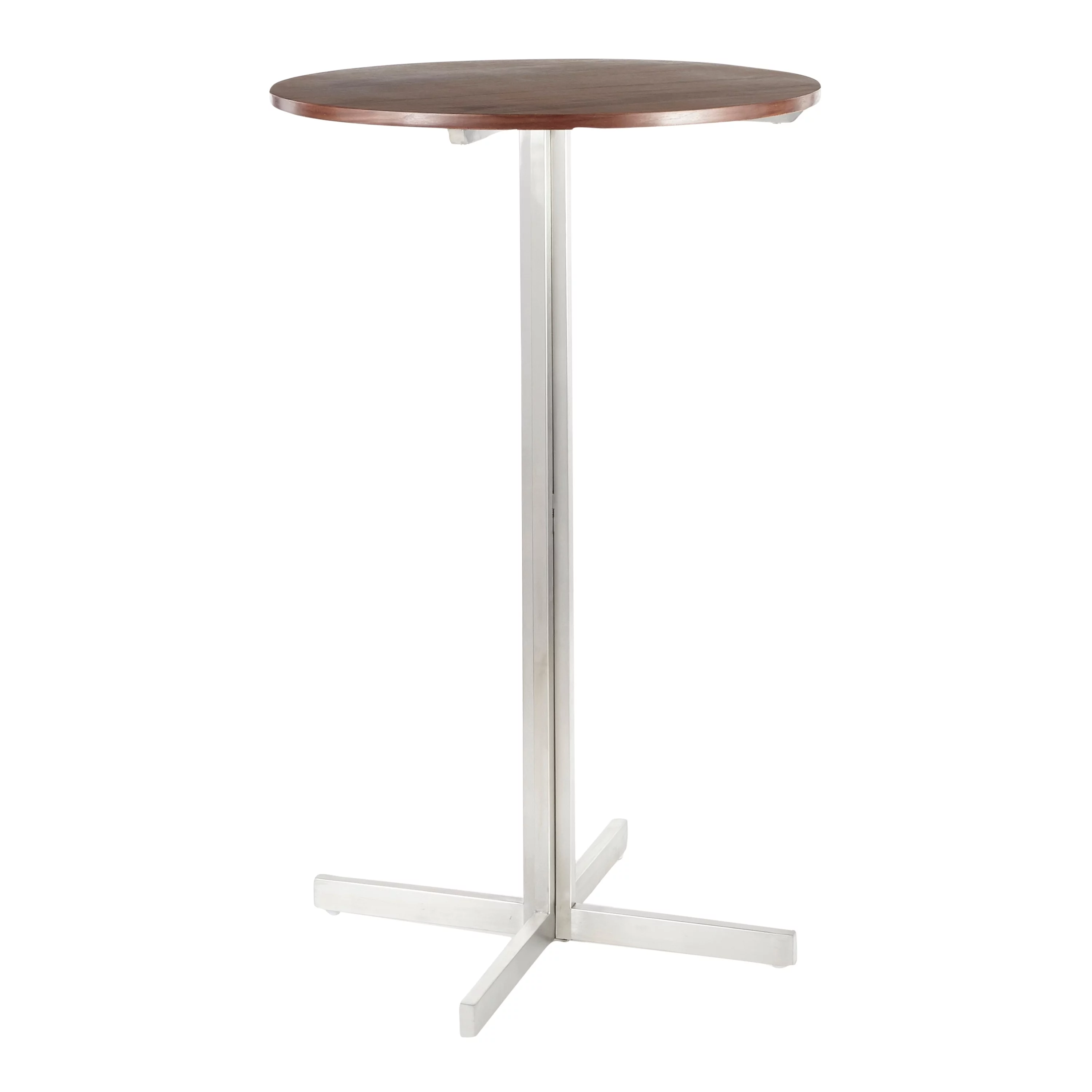 Silver Orchid  La Plante Contemporary Round Bar Table - N/A Walnut Wood