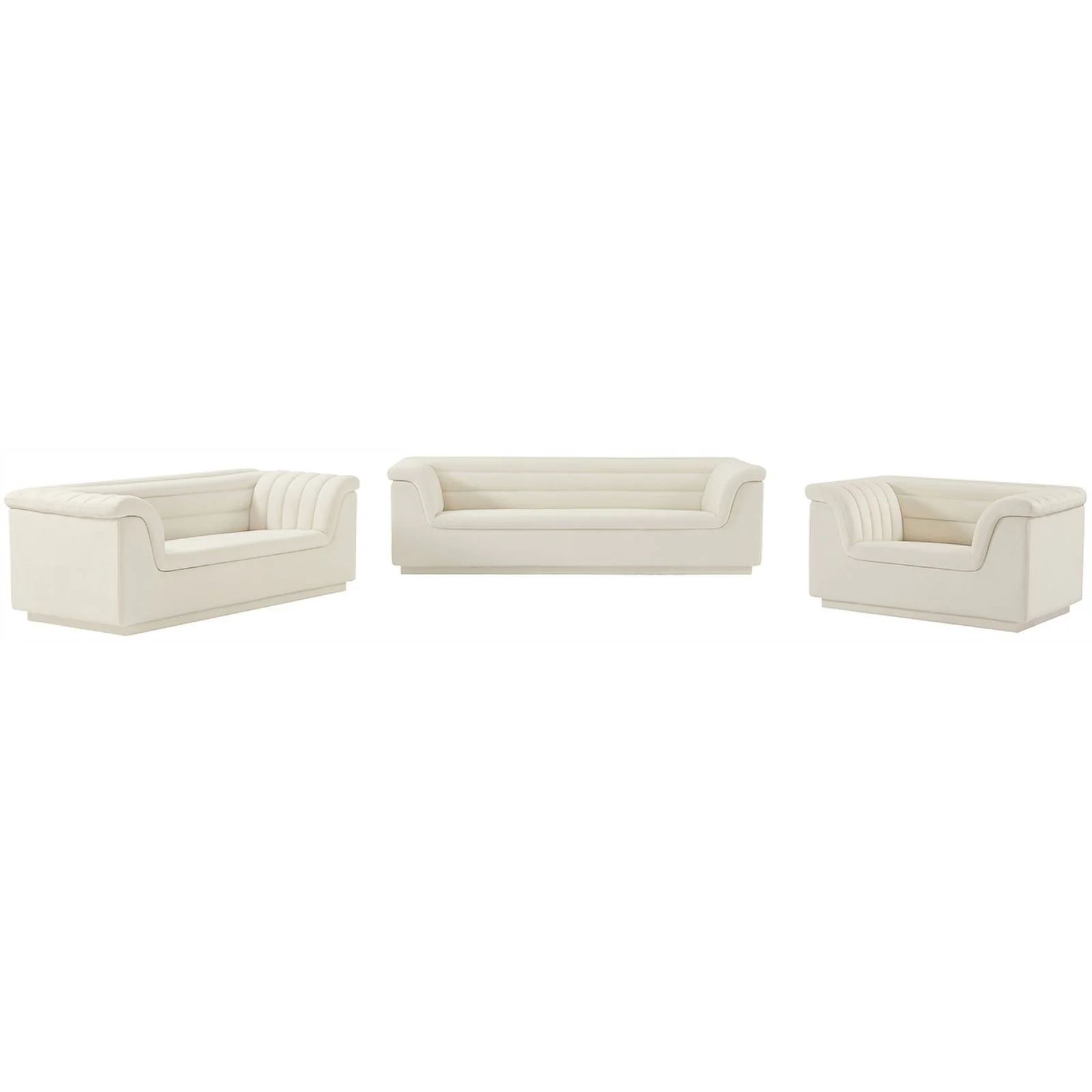 Meridian Furniture Cascade Cream Velvet Fabric Loveseat