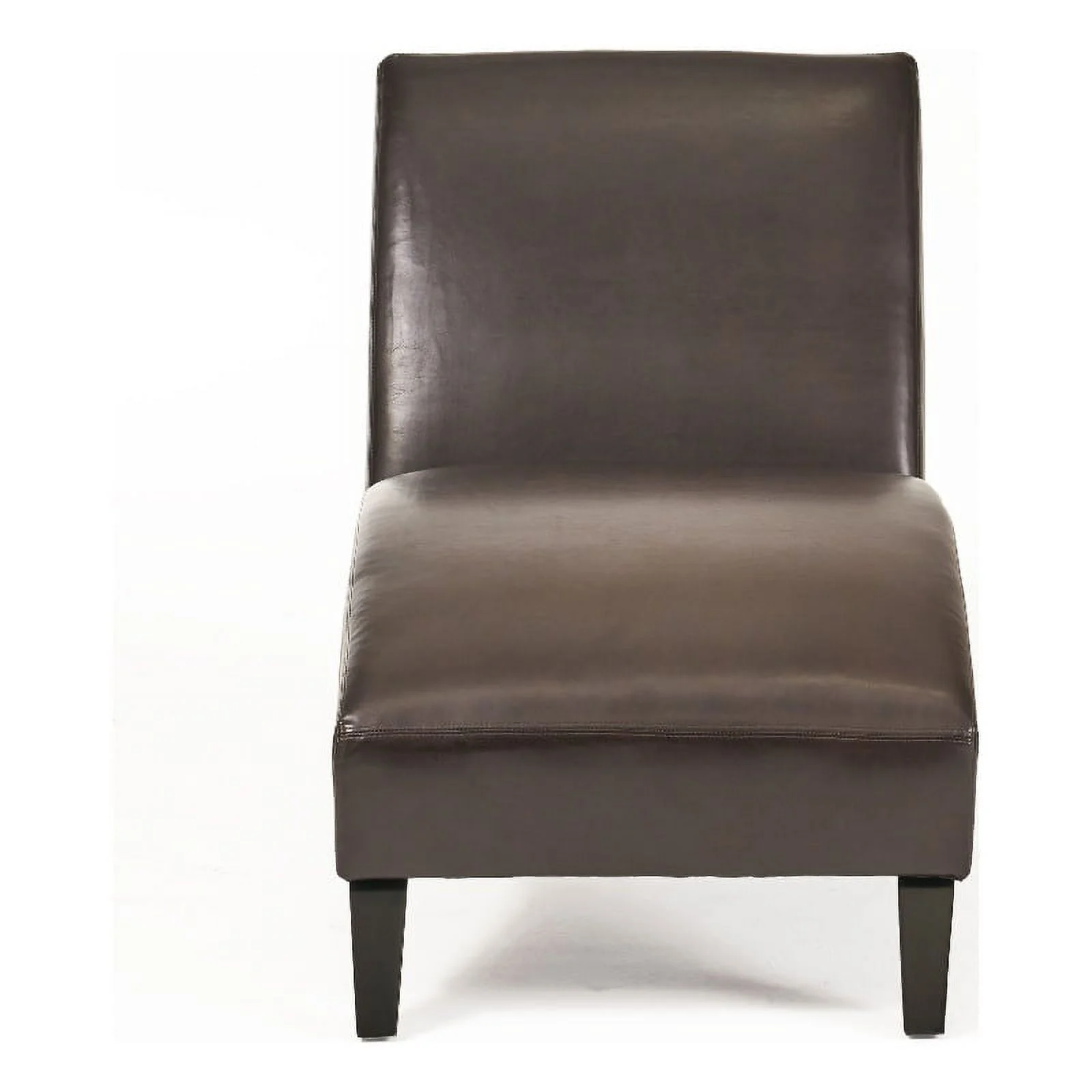 Noble House Finlay Bonded Faux Leather Chaise Lounge in Brown