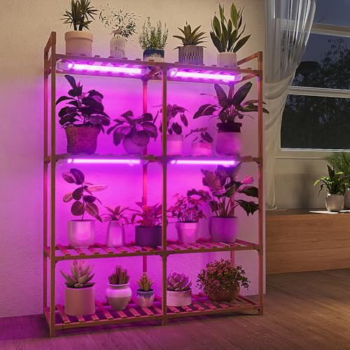 Bamworld Plant Stand Indoor Outdoor Tall Plant Shelf for Multiple Plants Pots Wood Flower Stand Large Flower Holder for Living Room, Patio, Balcony, Garden Decor, Brown