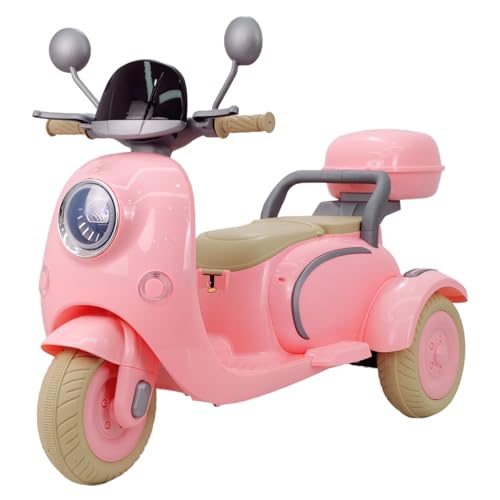 Kids Electric Motorcycle,3 Wheel Bike, Electric Scooter for 3 Year Old,3-Wheel 12V Ride On Scooter for Kids with Storage Compartments, Pink Motorcycle, Ideal Moped for Girls Ages 3-6 (Pink)