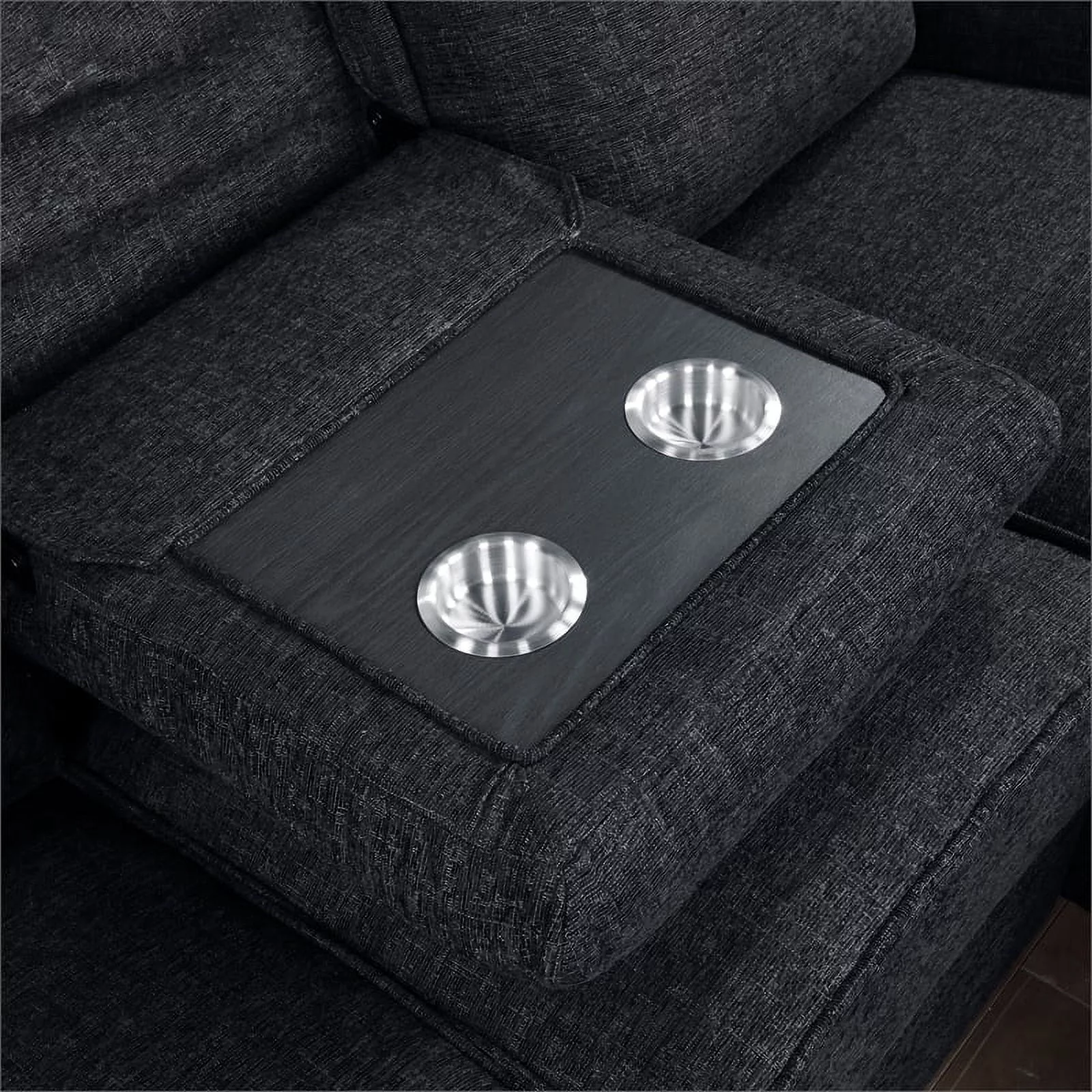 Lexicon Monterey 2-Piece Chenille Reclining Sectional with Right Chaise in Ebony