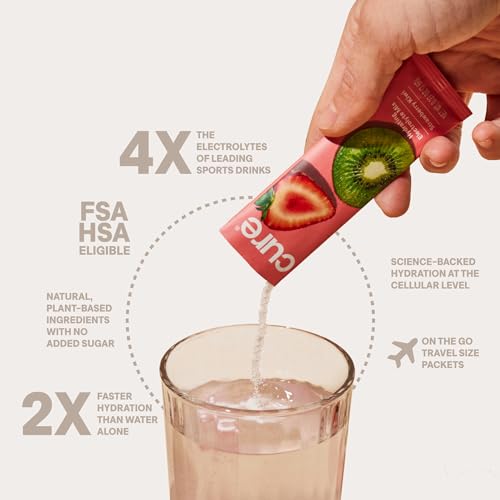 Cure Hydration | Plant-Based Electrolyte Drink Mix | No Added Sugar | FSA & HSA | Dehydration Relief Powder Made with Coconut Water | Non-GMO | Vegan | 28 Servings Jar - Berry Pomegranate