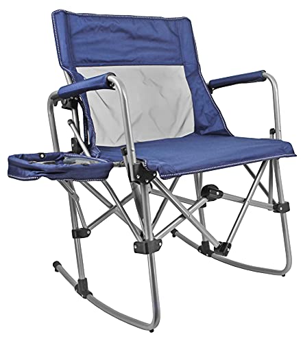 Zenithen Portable Outdoor Rocking Director's Folding Chair with Side Table Perfect for Sporting Events, Outdoor Activities, Camping, Patio Furniture, and Relaxing, Navy