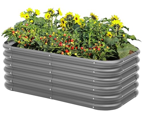 2-Pack 2x1ft Galvanized Raised Garden Bed, Outdoor Planter Bed, Metal Planter Box for Gardening and Planting