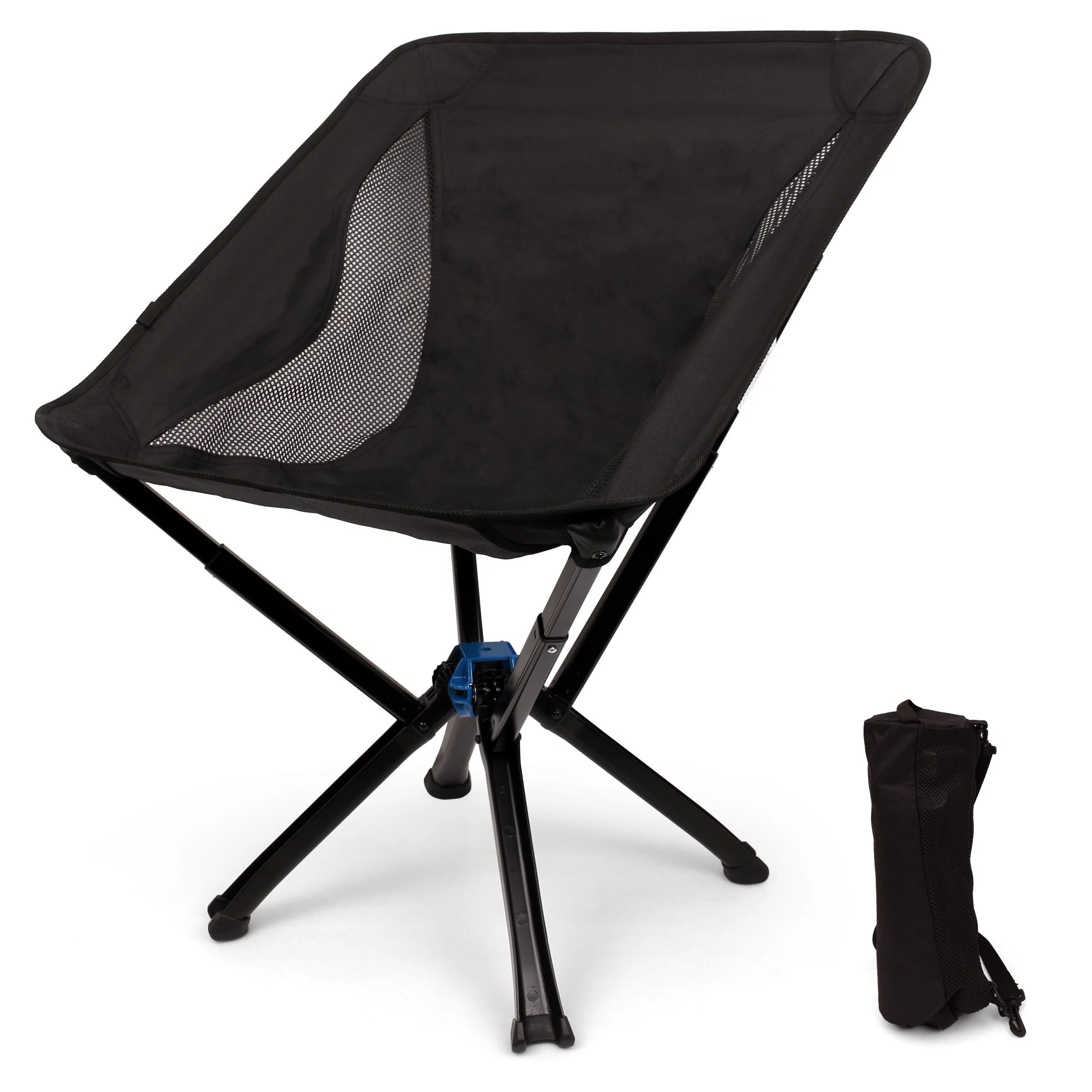 Amkoskr Camping Chair Beach Chairs Heavy Duty Folding Camping Chair Large-Size for Adult Black