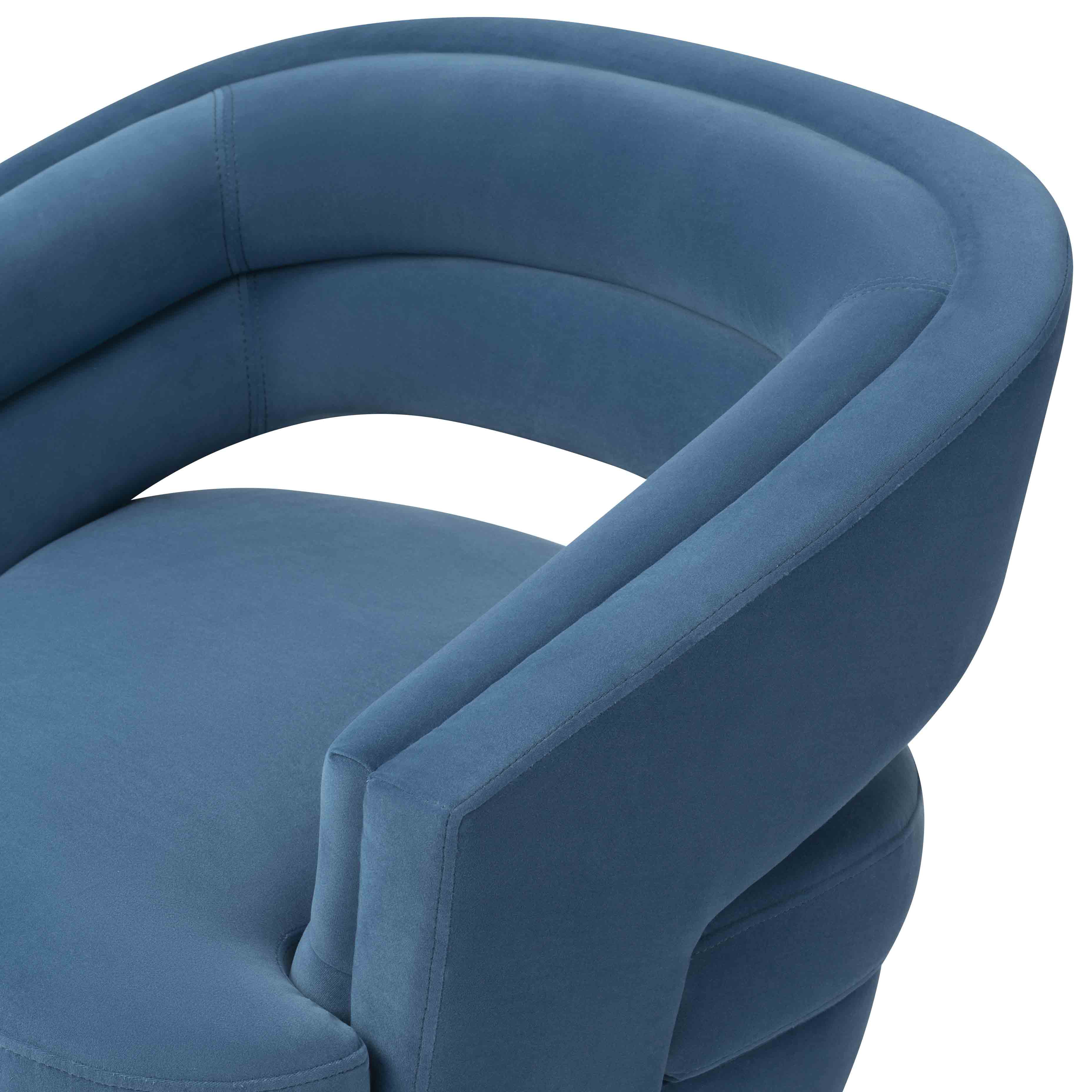 MEXIYA Galileo Modern Peacock Textured Velvet Upholstered Swivel Accent Chair with Brushed Gold Base…