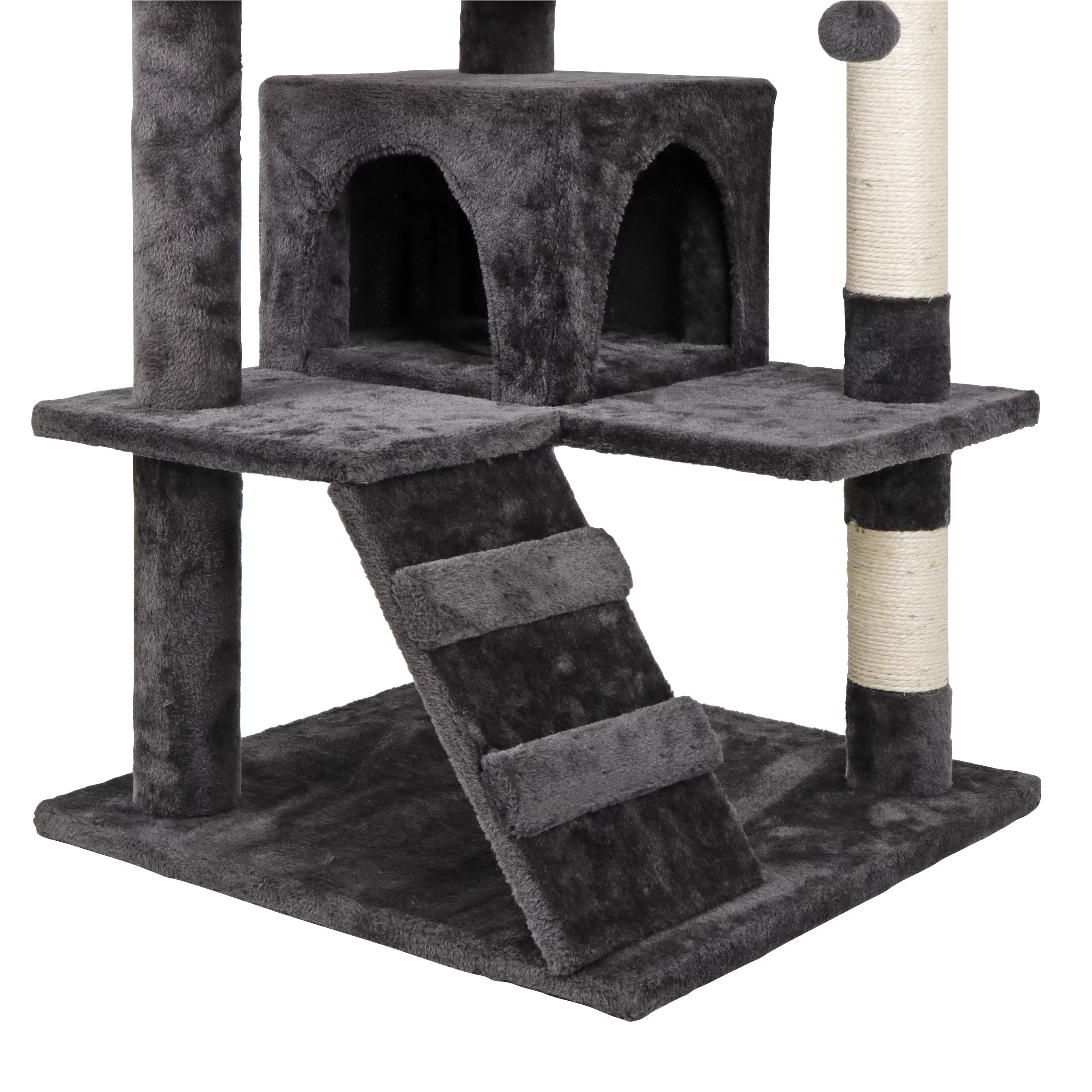 HomGarden 53'' Cat Tree Cat Tower Condo W/Scratching Posts, Kitten Play House Dark Gray