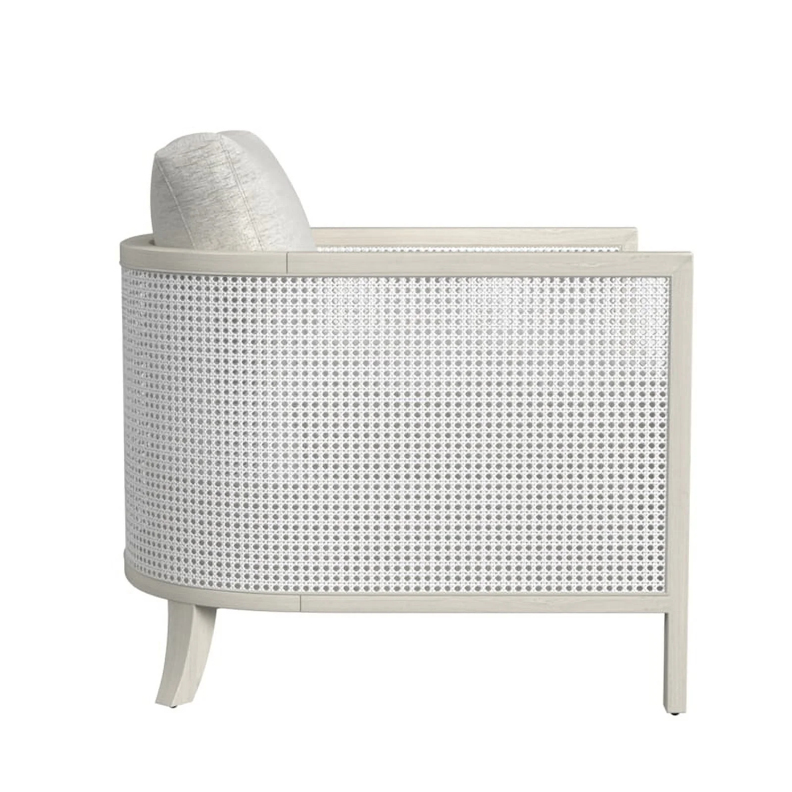 Maklaine Coastal Farmhouse Accent Chair in Hand Brushed White Wood and Fabric