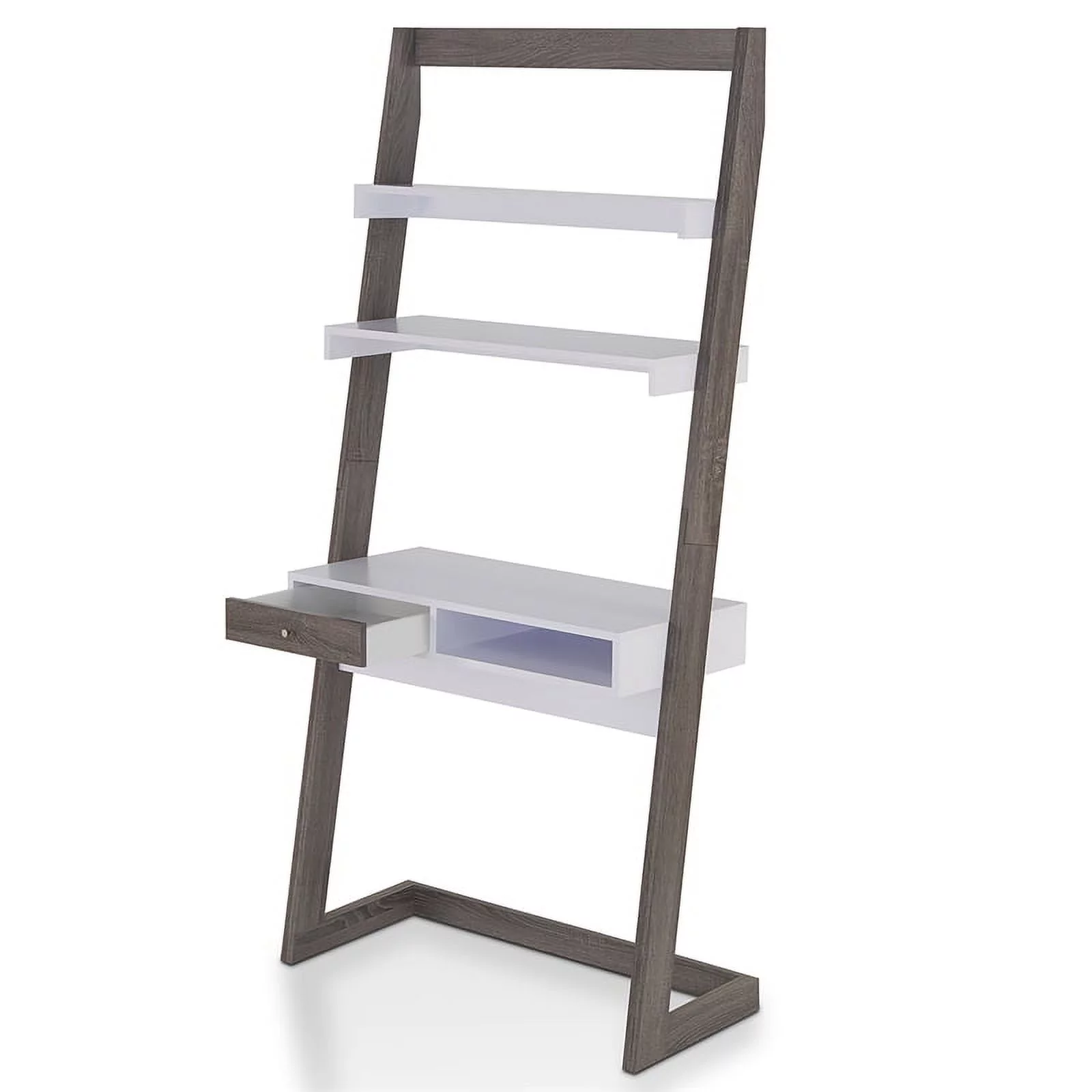 Furniture of America Lazlo Wood Writing Desk with Shelves in Distressed Gray