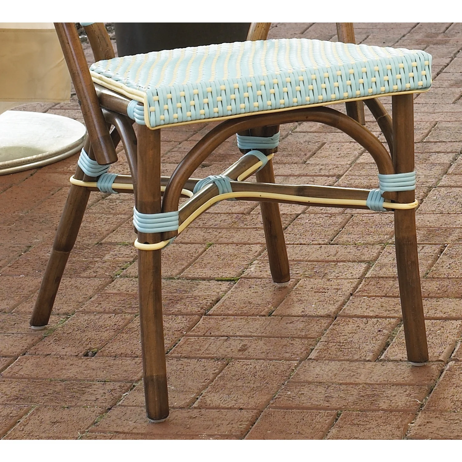 Padma's Plantation Paris Rattan Bistro Chair in Blue