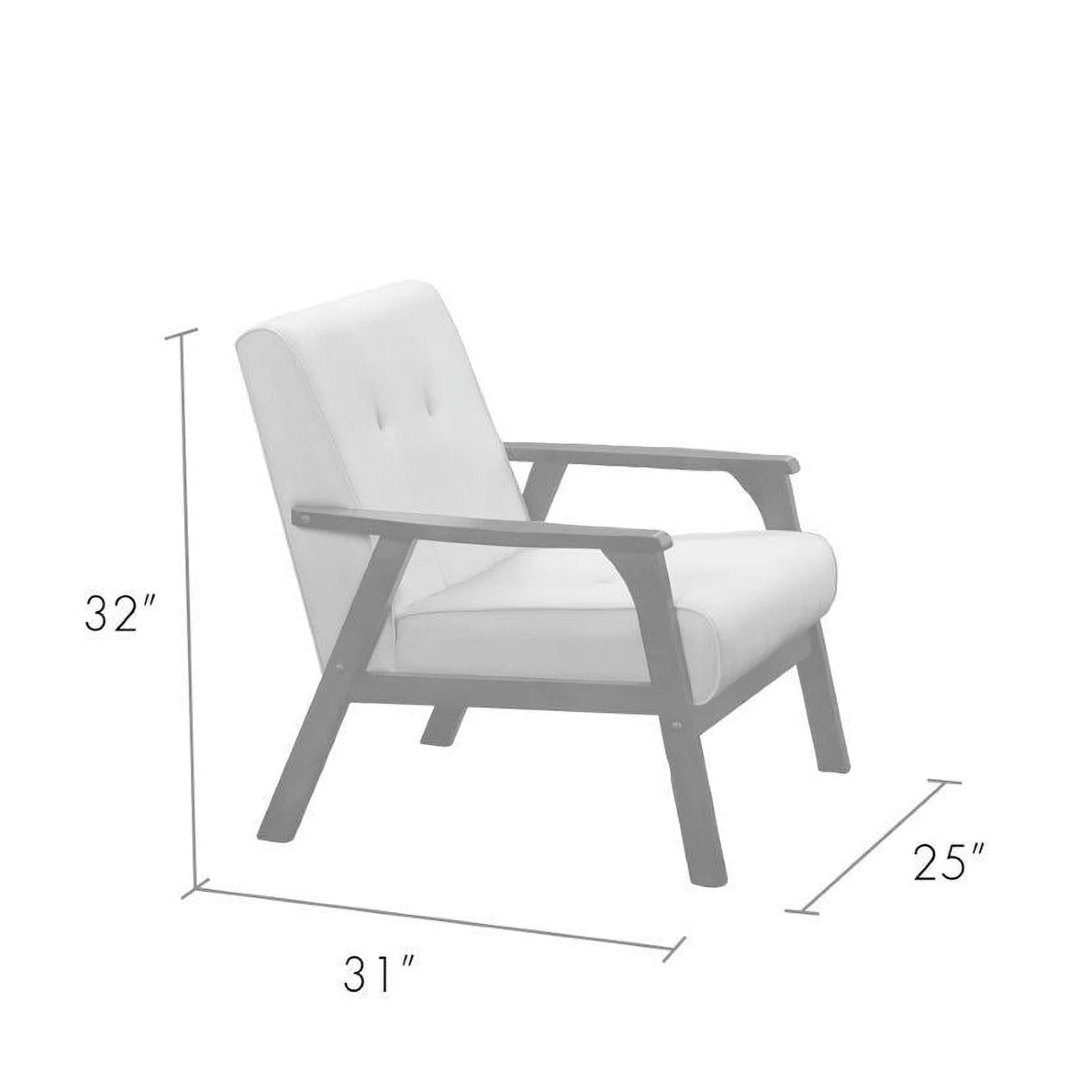 Uptown Modern Iven Mid Century Wood Arm 4pc Living Room Set, Grey