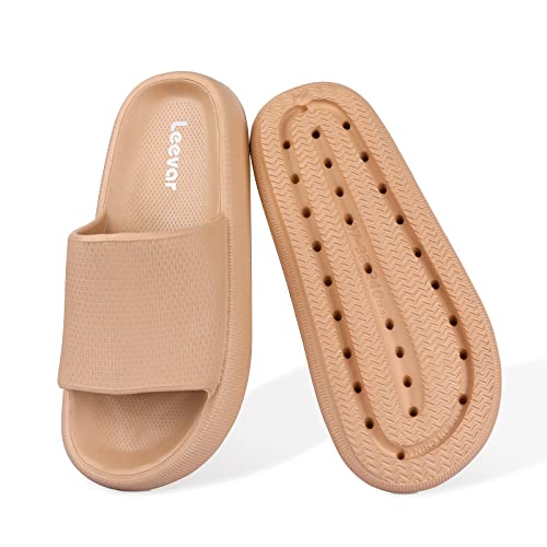 Leevar Cloud Slides for Women and Men - Soft, Comfy, Relax Cloud Slippers, Thick Sole, Non-slip Slides for Men, Easy to Clean, Shower, Swimming, Beach, Indoor and Outdoor Slides for Men
