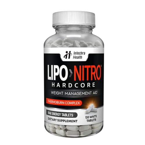 LipoNitro® Thermo-Burn Diet Pills with Nitro Energy Dietary Supplement Manufactured in USA - 120 White Tablets
