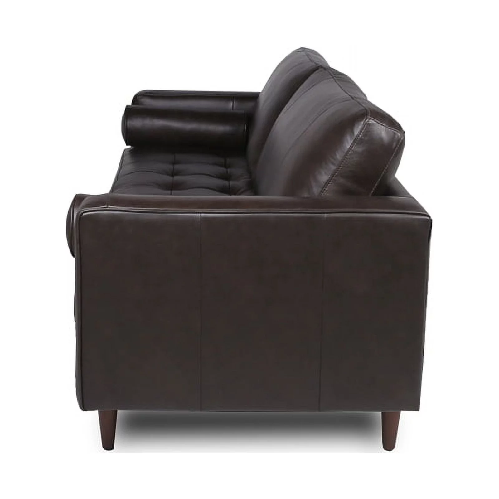 Stanton Leather Sofa With Tufted Seat And Back In Dark Brown