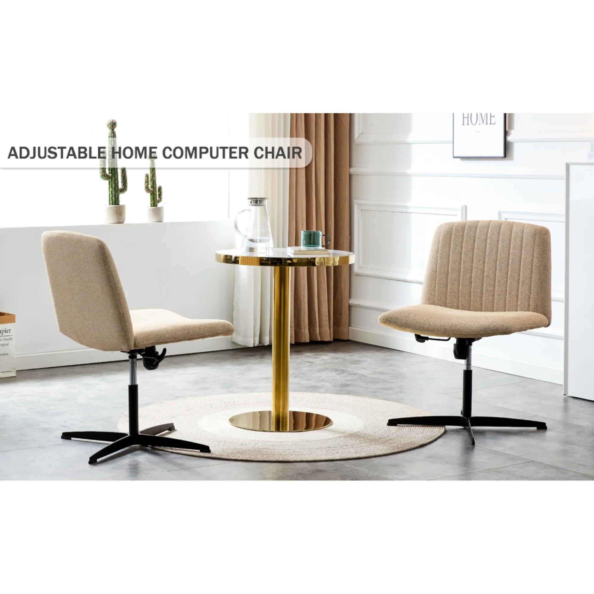 Adjustable Swivel Home Office Computer Chair with Cushion & Black Foot - No Wheels